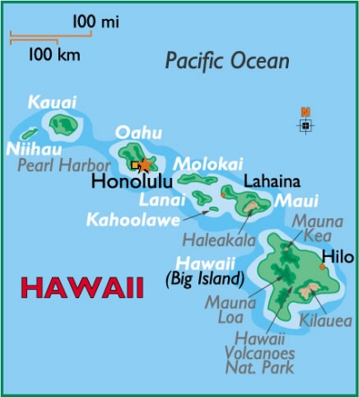 Karte Inseln von Hawaii
